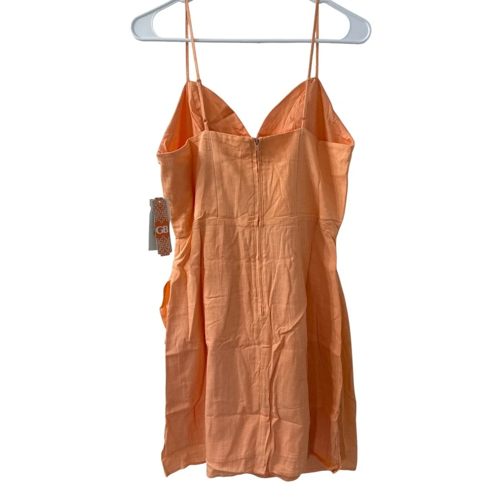 GB Girls Peach Orange Wrap Front Spaghetti Strap Dress Size Large NEW